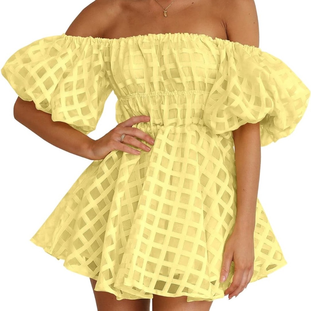 Short Puff Sleeve Baby Doll Dress 💛